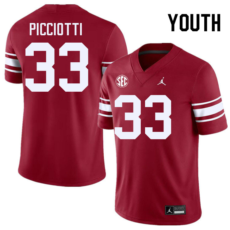 Youth #33 Phil Picciotti Oklahoma Sooners 2024 SEC Conference College Football Jerseys-Throwback